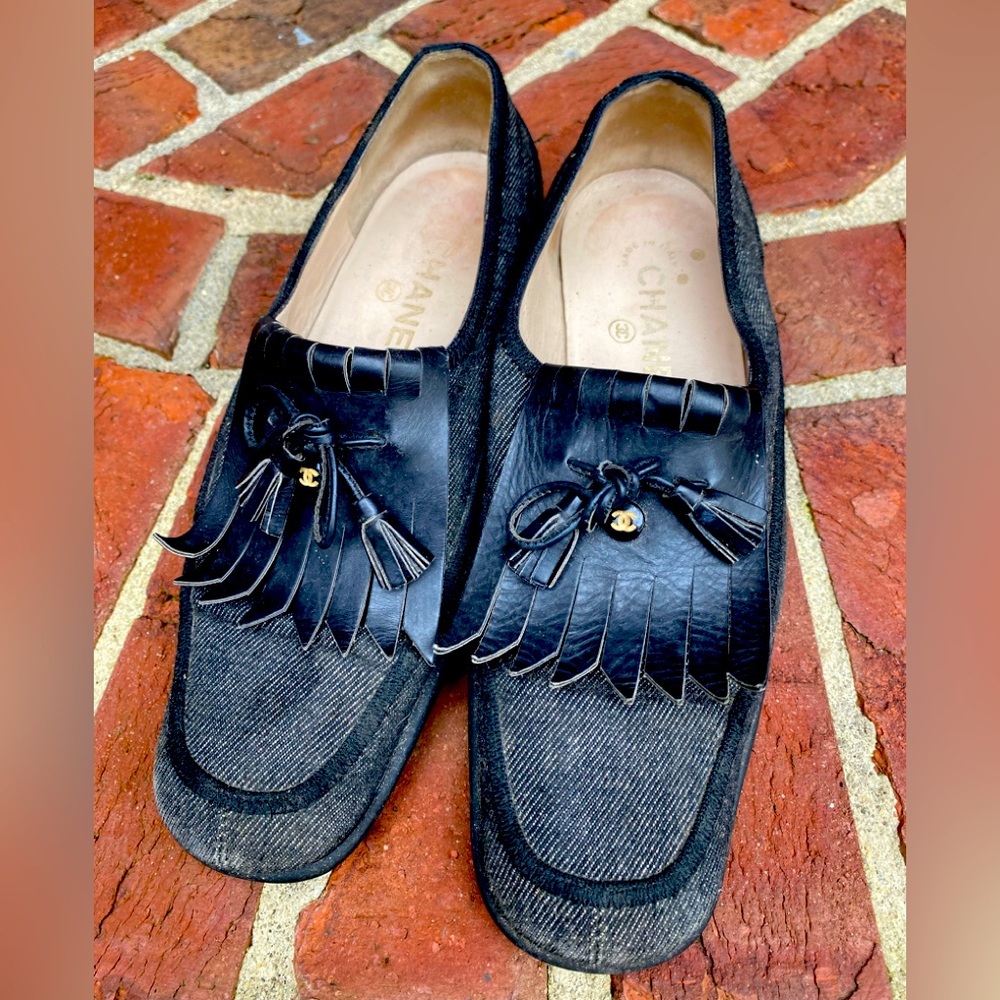 Chanel denim kiltie sport shoes